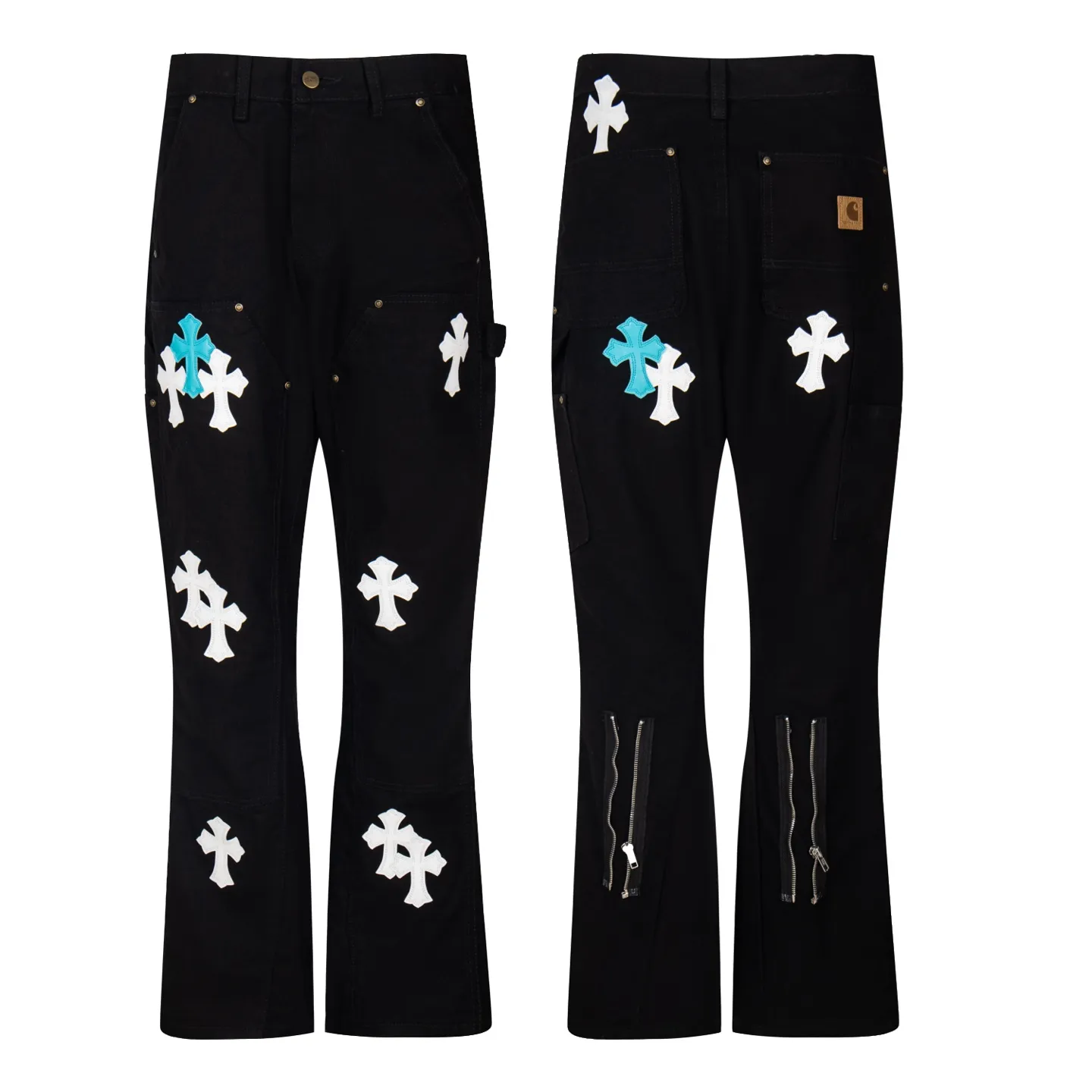 P260 Chrome Hearts co-branded Carhartt zipper leather jeans, priced at 16W+, patchwork cross pattern embellishment, high-waisted washed jeans! ! Absolutely high-end luxury products, 8W+ level god-level single products, super popular products, made with top heavy industry, a magic weapon that cannot be missed. About Kroxin This is an extremely luxurious fashion brand, which can also be called the nobles of the high street. It has always been an exclusive brand for some hipsters or the rich second generation. Compared with ordinary high streets, it is more luxurious and noble. Compared with luxury brands, it has a more fashionable personality and has always been a brand that I have a special liking for. Style number: 1772# Size: 28 30 32 34 36
